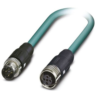 Phoenix Contact Cat5 Straight Female M12 to Straight Male M12 Ethernet Cable, Blue PUR Sheath, 500mm