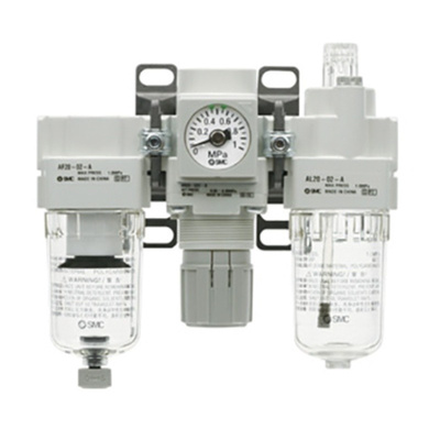 SMC G 3/8 Filter Regulator Lubricator, Manual Drain, 5μm Filtration Size