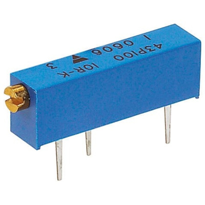 Vishay 43P Series 20-Turn Through Hole Trimmer Resistor with Pin Terminations, 100Ω ±10% 1/2W ±100ppm/°C Side Adjust