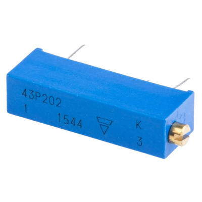Vishay 43P Series 20-Turn Through Hole Trimmer Resistor with Pin Terminations, 2kΩ ±10% 1/2W ±100ppm/°C Side Adjust