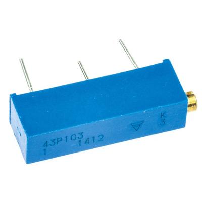 Vishay 43P Series 20-Turn Through Hole Trimmer Resistor with Pin Terminations, 10kΩ ±10% 1/2W ±100ppm/°C Side Adjust