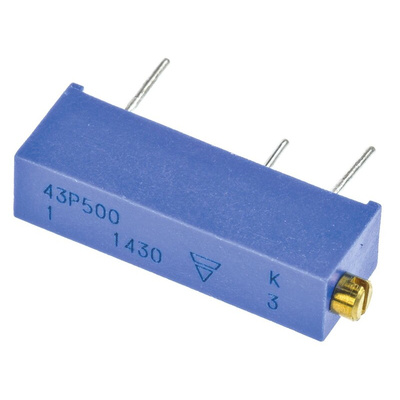 Vishay 43P Series 20-Turn Through Hole Trimmer Resistor with Pin Terminations, 50Ω ±10% 1/2W -100 → +200ppm/°C