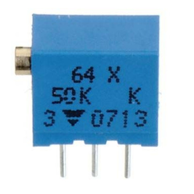 2kΩ, Through Hole Trimmer Potentiometer 0.25 W @ 85 °C Top Adjust TT Electronics/BI, 64