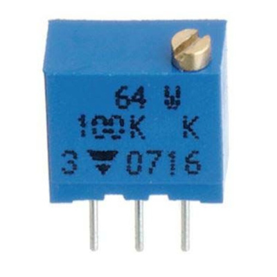 2kΩ, Through Hole Trimmer Potentiometer 0.25 W @ 85 °C Top Adjust TT Electronics/BI, 64