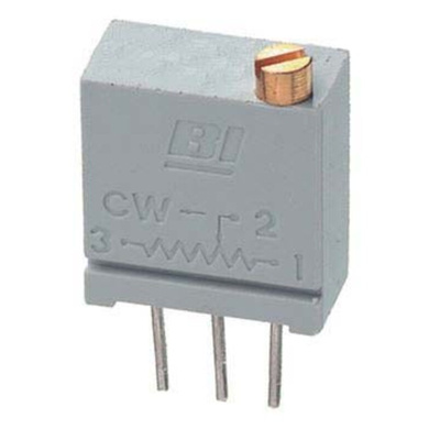 1kΩ, Through Hole Trimmer Potentiometer 0.5W Top Adjust TT Electronics/BI, 67