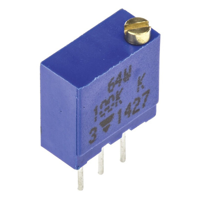 Vishay 64W Series 19 (Electrical), 22 (Mechanical)-Turn Through Hole Trimmer Resistor with Pin Terminations, 100kΩ