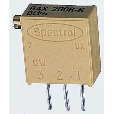 Vishay 64X Series 19 (Electrical), 22 (Mechanical)-Turn Through Hole Trimmer Resistor with Pin Terminations, 5kΩ ±10%