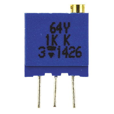 Vishay 64Y Series 19 (Electrical), 22 (Mechanical)-Turn Through Hole Trimmer Resistor with Pin Terminations, 1kΩ ±10%