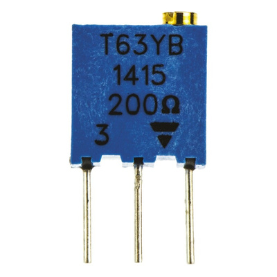 200Ω, Through Hole Trimmer Potentiometer 0.25W Top Adjust Vishay, T63