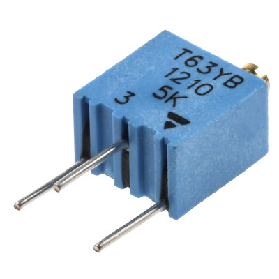 5kΩ, Through Hole Trimmer Potentiometer 0.25W Top Adjust Vishay, T63