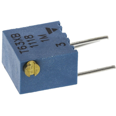 1MΩ, Through Hole Trimmer Potentiometer 0.06W Side Adjust Vishay, T63