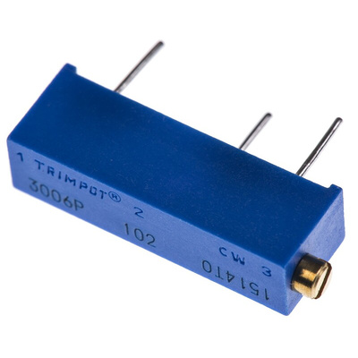 1kΩ, Through Hole Trimmer Potentiometer 0.75W Side Adjust Bourns, 3006