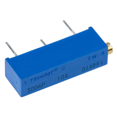 100kΩ, Through Hole Trimmer Potentiometer 0.75W Side Adjust Bourns, 3006