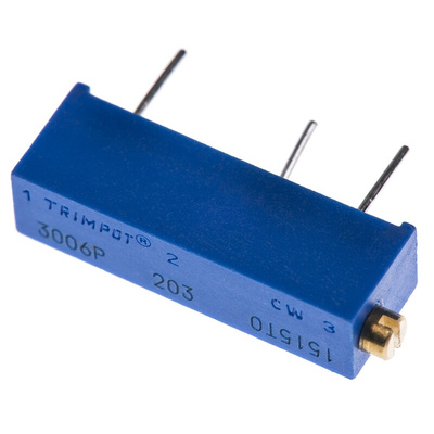 20kΩ, Through Hole Trimmer Potentiometer 0.75W Side Adjust Bourns, 3006