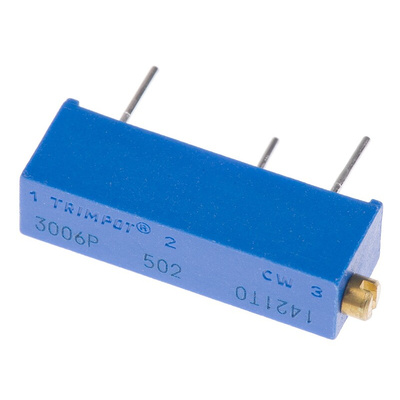5kΩ, Through Hole Trimmer Potentiometer 0.75W Side Adjust Bourns, 3006