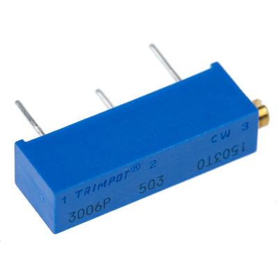 50kΩ, Through Hole Trimmer Potentiometer 0.75W Side Adjust Bourns, 3006
