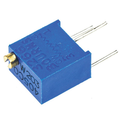 20kΩ, Through Hole Trimmer Potentiometer 0.25W Top Adjust Bourns, 3266