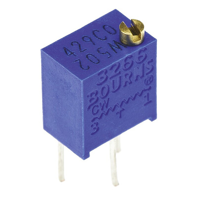 5kΩ, Through Hole Trimmer Potentiometer 0.25W Top Adjust Bourns, 3266