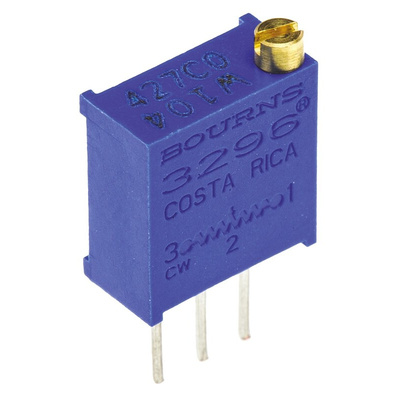 100kΩ, Through Hole Trimmer Potentiometer 0.5W Top Adjust Bourns, 3296