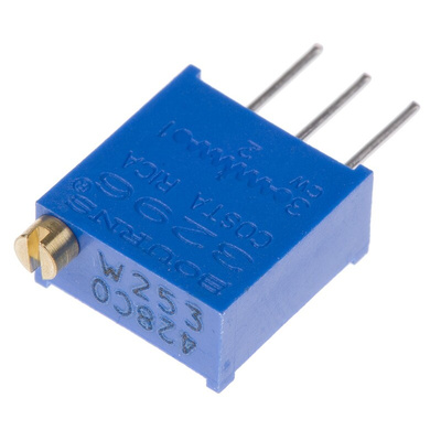 25kΩ, Through Hole Trimmer Potentiometer 0.5W Top Adjust Bourns, 3296