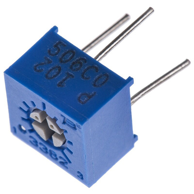 1kΩ, Through Hole Trimmer Potentiometer 0.5W Top Adjust Bourns, 3362