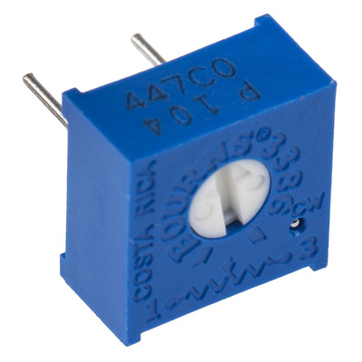 100kΩ, Through Hole Trimmer Potentiometer 0.5W Top Adjust Bourns, 3386