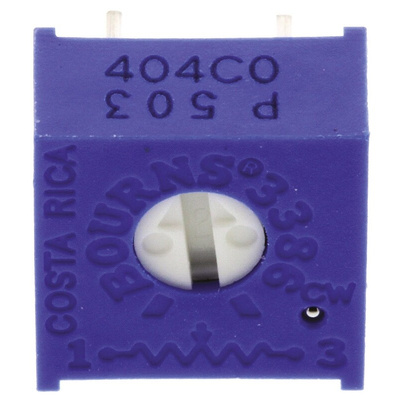 50kΩ, Through Hole Trimmer Potentiometer 0.5W Top Adjust Bourns, 3386