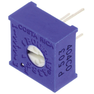 50kΩ, Through Hole Trimmer Potentiometer 0.5W Top Adjust Bourns, 3386