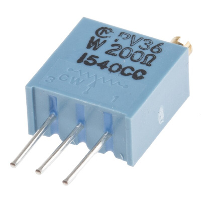 200Ω, Through Hole Trimmer Potentiometer 0.5W Top Adjust Bourns, PV36