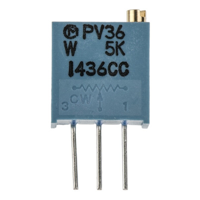 5kΩ, Through Hole Trimmer Potentiometer 0.5W Top Adjust Bourns, PV36