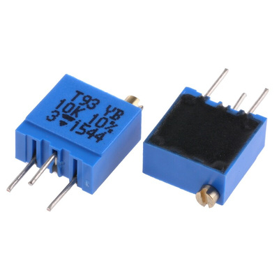 10kΩ, Through Hole Trimmer Potentiometer 0.5W Top Adjust Vishay, T93