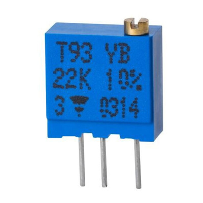 100kΩ, Through Hole Trimmer Potentiometer 0.5W Side Adjust Vishay, T93