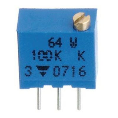 10kΩ, Through Hole Trimmer Potentiometer 0.25 W @ 85 °C Top Adjust TT Electronics/BI, 64