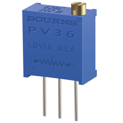 1kΩ, Through Hole Trimmer Potentiometer 0.5W Top Adjust Bourns, PV36